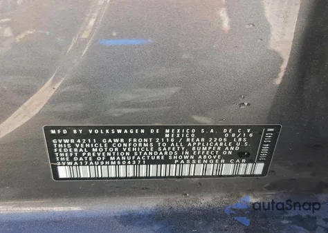 2017 Volkswagen Golf Sportwagen S z USA, uszkodzony, nr VIN 3VWA17AU9HM504371